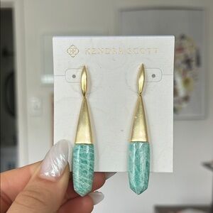 Kendra Scott Gold and Teal Earrings